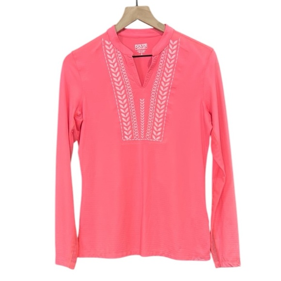 Dover Saddlery CoolBlast 100 Ladies Notch-V Long Sleeve Top Siesta/White Small - Picture 1 of 10